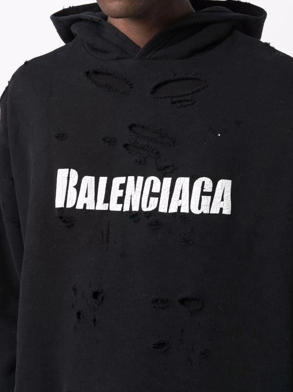 ÁO BALENCIAGA Logoprint hooded sweatshirt