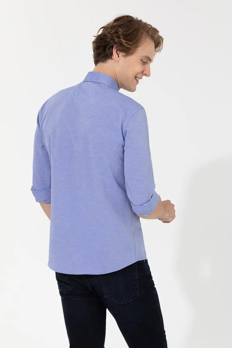 Us Polo Assn Men's Blue Shirt Long-Sleeve Basic