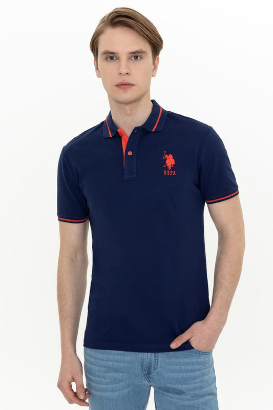 Us Polo Assn Men's Navy Blue Polo Neck T-Shirt Basic
