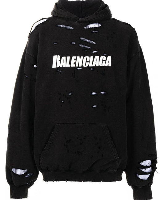 Balenciaga
Logo-Print Distressed Pullover Hoodie