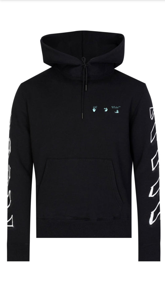 Off White Hoodie With Print On The Sleeves 