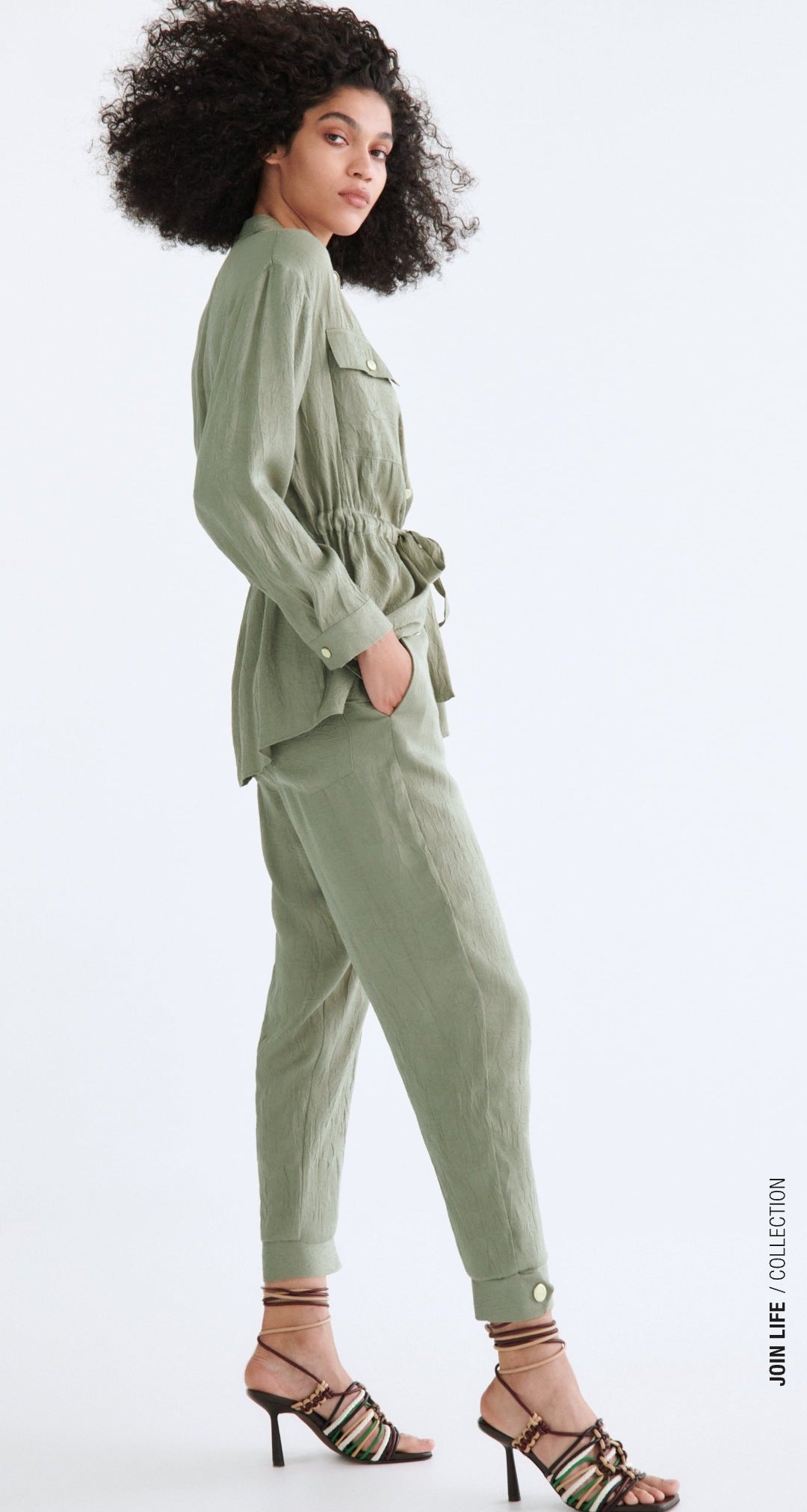 ZARA Satin Jogging Trousers With A Wrinkled Effect