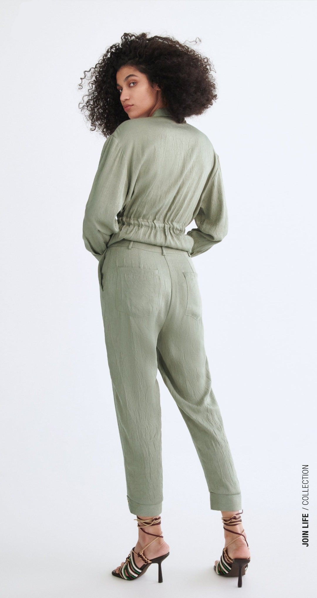 ZARA Satin Jogging Trousers With A Wrinkled Effect